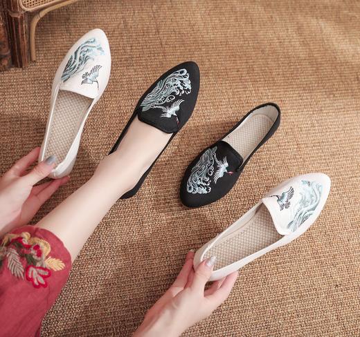 【仙客】中国风仙鹤海浪帆布绣花布鞋  YR 商品图2