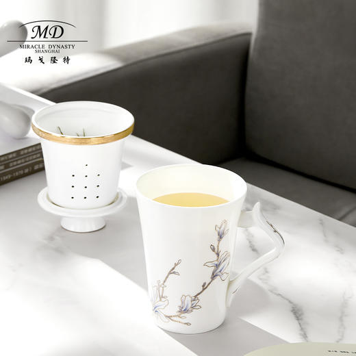 【玛戈隆特】B7F  三件套滤茶杯珐琅彩旅行茶杯家用个人便携式带盖杯礼盒装 商品图3