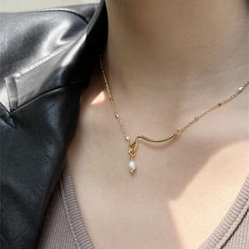 预售|PUVOS普沃斯新款 线条天然真zhen珠杂志风时尚复古百搭锁骨链 .潮快闪[福利品]