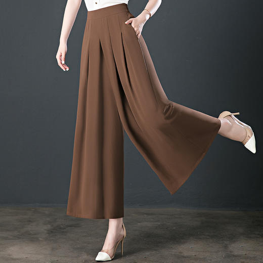 HSS  2580雪纺高腰阔腿裤薄款气质垂感休闲九分裤 商品图1