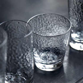 玻璃杯创意耐热水杯家用果汁饮料啤酒杯锤纹杯子