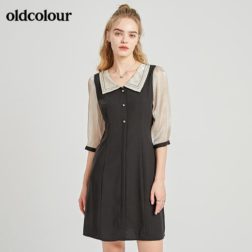 oldcolour秋季商场同款气质休闲中袖连衣裙N21102171 商品图0