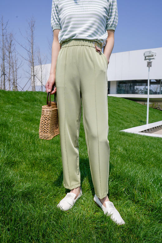 绿2XL【松紧腰烟管西裤】臣禾【可机洗 好打理显腿直】藏肉 轻正装西裤九分裤9221061613 商品图10