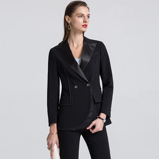 【上衣+裤子】罗蒙春秋女士西服套装两件套商务通勤修身气质女西装 商品图4