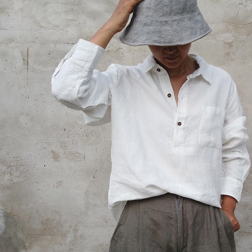 麻+汉麻 Polo领衬衫 天然麻本色，不漂白，不染色 舒爽透气，不紧绷 商品图0