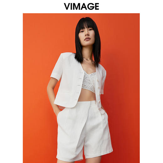 VIMAGE/纬漫纪夏季新款时尚百搭纯色短款外套女V1703312 商品图2