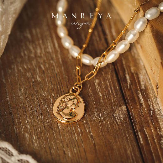 Manreya玛芮雅「罗马假日」复古法式淡水珍珠双层锁骨叠戴项链女 商品图4