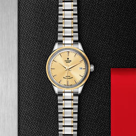 帝舵风尚系列 | 钢表壳，直径34毫米  黄金及钢外圈