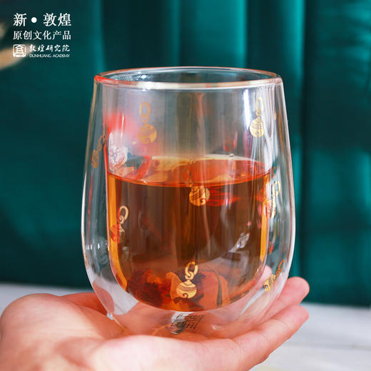 敦煌研究院 青鸟坐狮双层玻璃杯 果汁杯博物馆文创礼品 透明水杯 商品图4