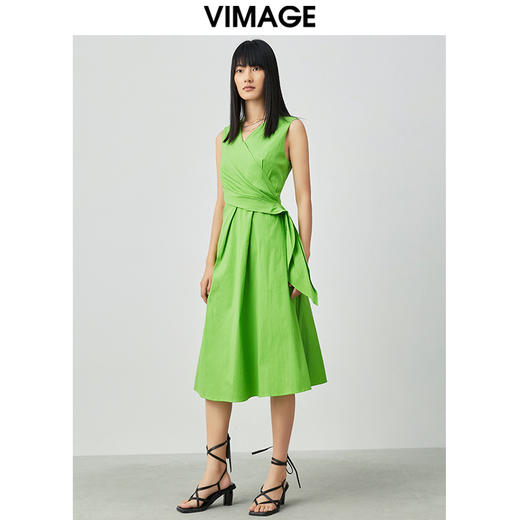 VIMAGE纬漫纪夏季新款女装无袖长款连衣裙长裙V1507153 商品图1