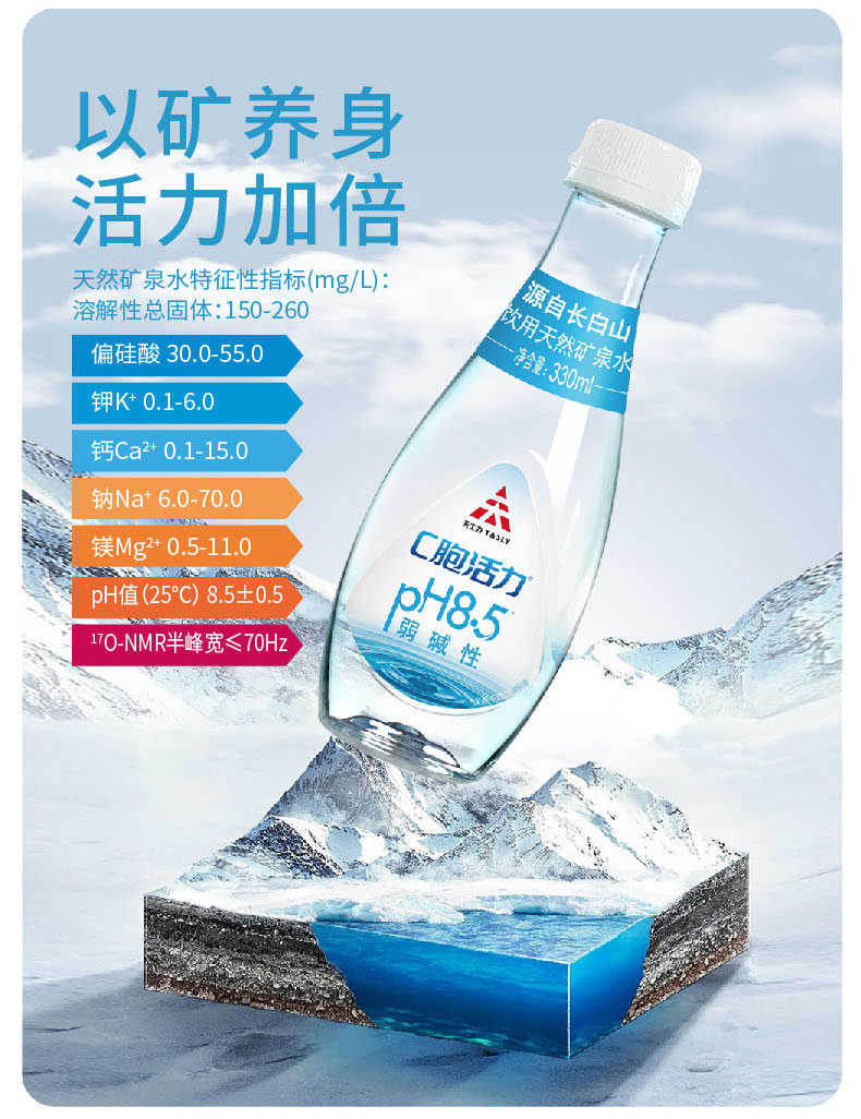 天士力帝泊洱c胞活力水长白山天然小分子活性弱碱水矿物质c泡帝泊洱