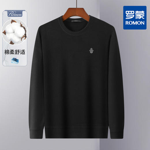 【高棉微弹力】罗蒙春季男装卫衣男士休闲简约学院风青少年套头T恤男 商品图3