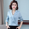 长袖衬衫洋气上衣，时尚V领西装领雪纺衫TR-9668 商品缩略图1