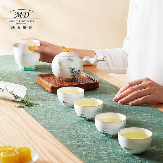 【玛戈隆特】B7F 西湖盛宴听风4人份骨瓷功夫茶具套装家用中式创意礼盒装 商品图3