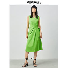 VIMAGE纬漫纪夏季新款女装无袖长款连衣裙长裙V1507153