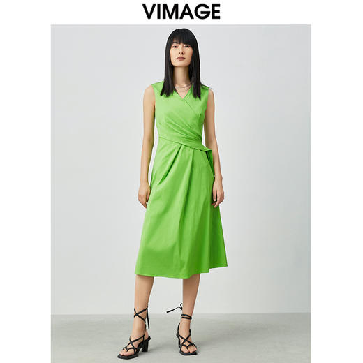 VIMAGE纬漫纪夏季新款女装无袖长款连衣裙长裙V1507153 商品图0