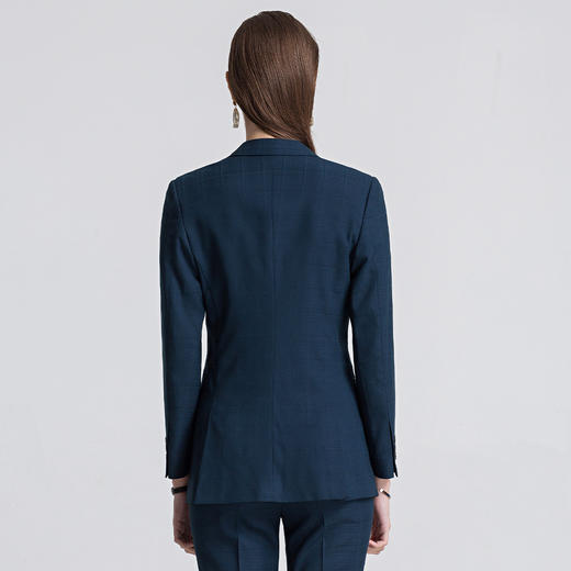 【上衣+裤子】罗蒙春季双排扣修身西服套装女士正装商务通勤格子西装 商品图1