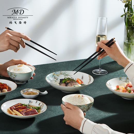 【玛戈隆特】B7F 玛戈隆特 2-4人份西湖盛宴骨瓷餐具套装家用中式创意碗盘碟礼盒装 商品图2