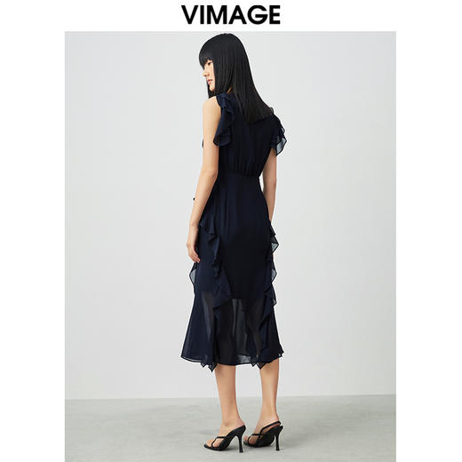 VIMAGE纬漫纪法式无袖洋起修身优雅小礼服女连衣裙名媛气场女王V1307968 商品图3