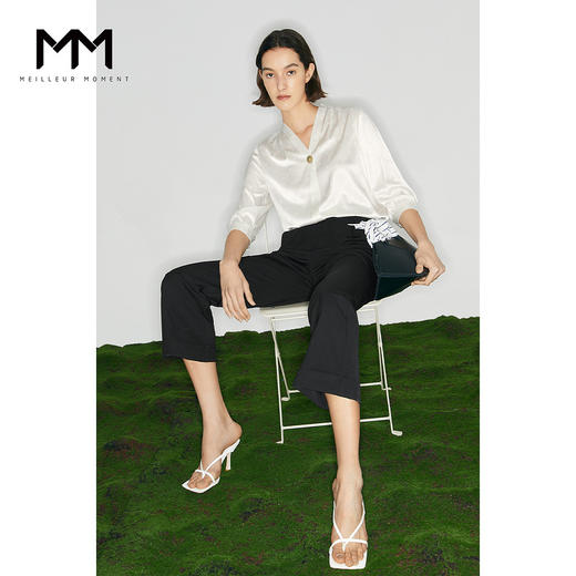 【商场同款】麦檬夏简约高腰翻折脚口休闲锥形裤5C4150951 商品图1