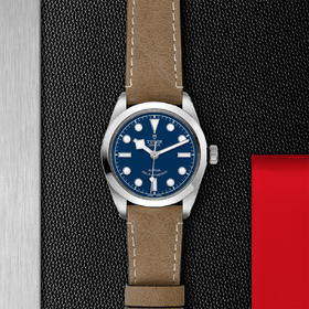 帝舵碧湾型36 | 钢表壳，直径36毫米  米色皮表带