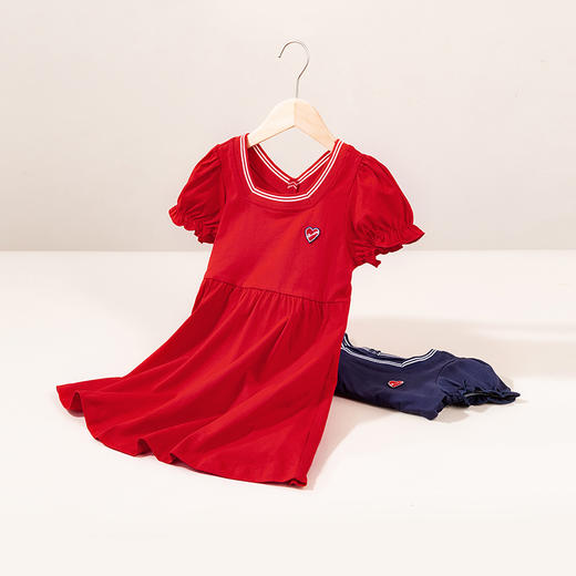 贝贝怡夏季新品法式复古短袖连衣裙时尚爱心宝宝裙子 商品图11