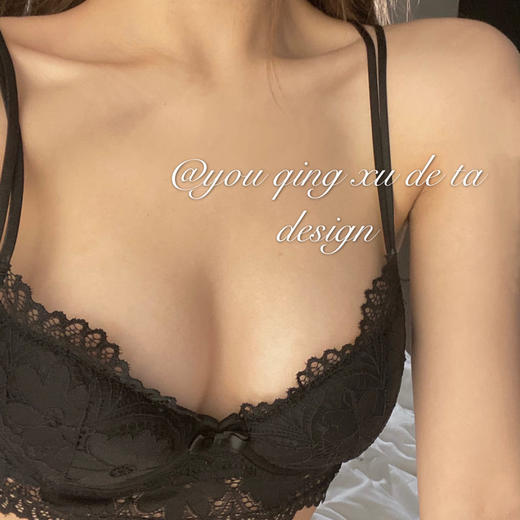 黛唯梵纯欲花语性感蕾丝花边内衣内裤女小胸聚拢不空杯加厚平胸专用舒适薄款文胸国庆清明出游 商品图3