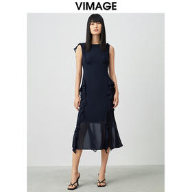VIMAGE纬漫纪法式无袖洋起修身优雅小礼服女连衣裙名媛气场女王V1307968