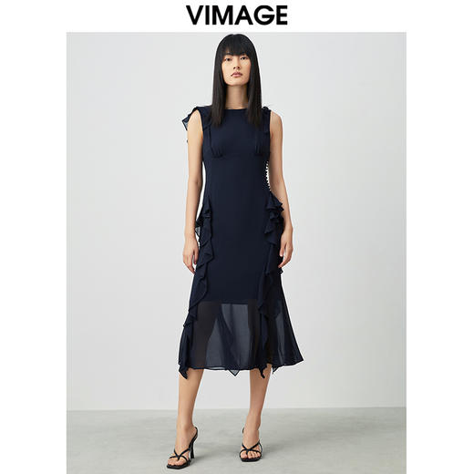 VIMAGE纬漫纪法式无袖洋起修身优雅小礼服女连衣裙名媛气场女王V1307968 商品图0