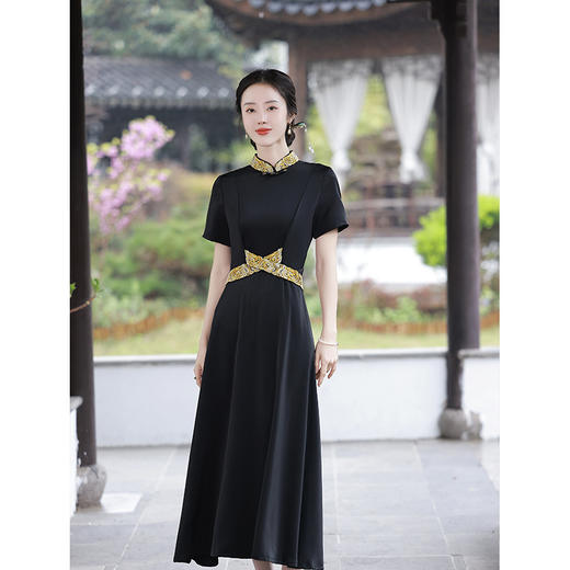 优雅端庄，国潮绿色长裙修身显瘦旗袍JLM-2232 商品图8