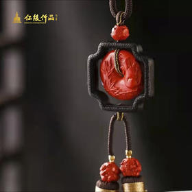 朱砂三六合檀木双流苏挂饰