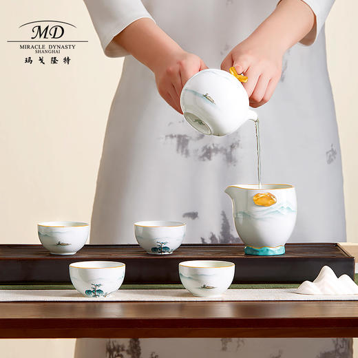【玛戈隆特】B7F 西湖盛宴听风4人份骨瓷功夫茶具套装家用中式创意礼盒装 商品图2