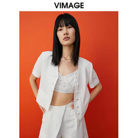 VIMAGE/纬漫纪夏季新款时尚百搭纯色短款外套女V1703312
