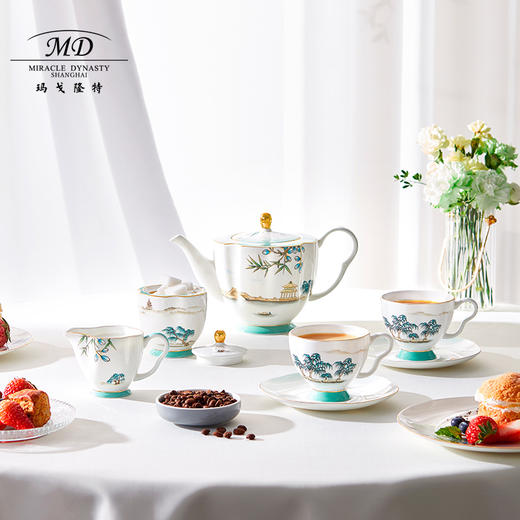 【玛戈隆特】B7F 西湖盛宴6人份莲蓬茶咖具骨瓷套装 家用中式创意 礼盒装 商品图4