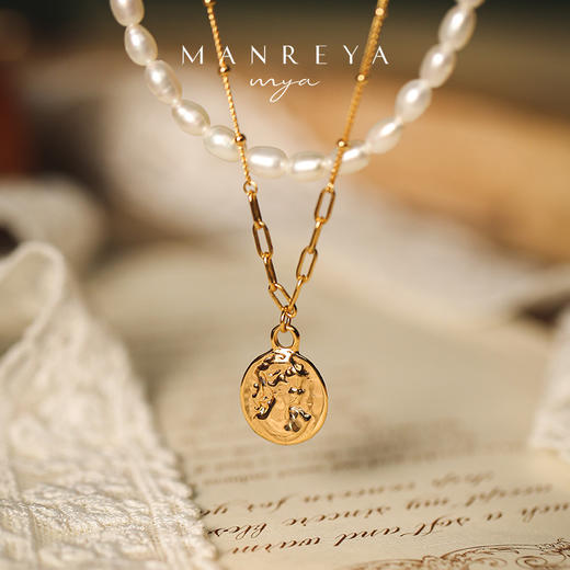 Manreya玛芮雅「罗马假日」复古法式淡水珍珠双层锁骨叠戴项链女 商品图3