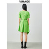 VIMAGE纬漫纪夏季新品纯色百搭洋气褶皱收腰连衣裙V1507154 商品缩略图3
