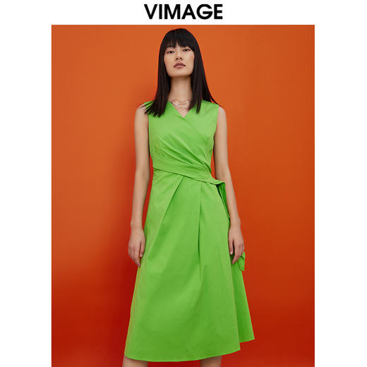 VIMAGE纬漫纪夏季新款女装无袖长款连衣裙长裙V1507153 商品图5
