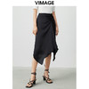 VIMAGE纬漫纪夏季新品高腰纯色显瘦设计小众褶皱半裙V1506123 商品缩略图0