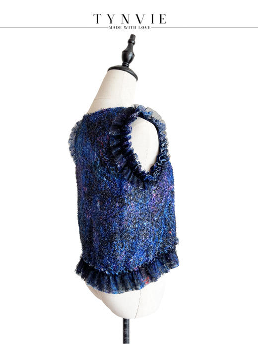 TYNVIE 木耳边装饰V领背心 - 蓝色 商品图2