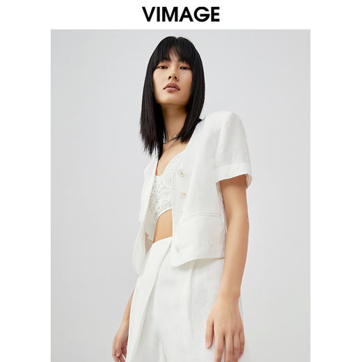 VIMAGE/纬漫纪夏季新款时尚百搭纯色短款外套女V1703312 商品图3