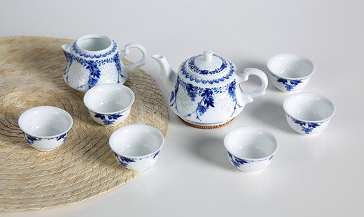 景德镇陶瓷 国瓷红叶 8头茶具吊兰花 商品图1