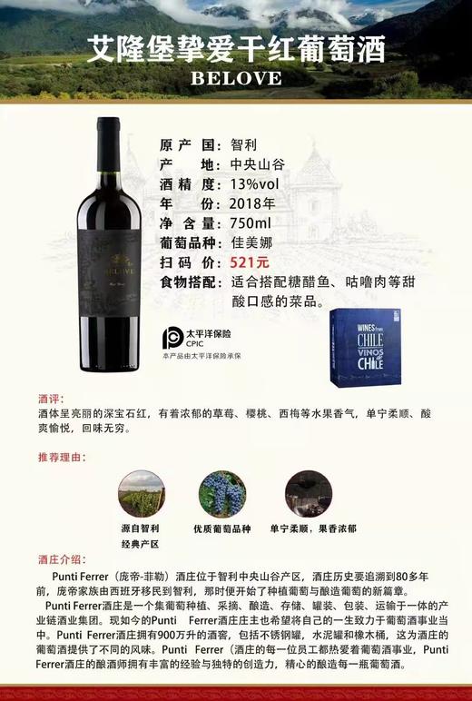 艾隆堡挚爱干红葡萄酒  13度 商品图0