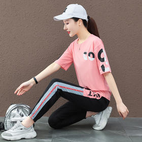 【图荣】运动服套装女2022新款春夏季薄款短袖炸街曳舞跑步时尚休闲两件套