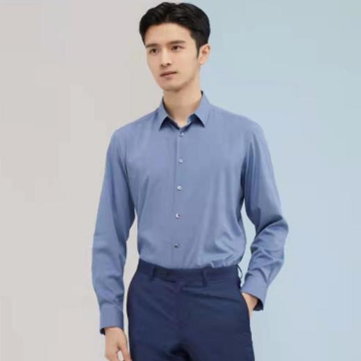 南4雅戈尔灰蓝色竹纤维长袖衬衫 商品图0