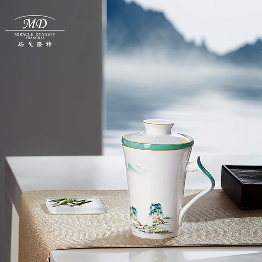 【玛戈隆特】B7F 西湖盛宴三件套滤茶杯骨瓷旅行茶杯 家用便携式 礼盒包装 商品图3