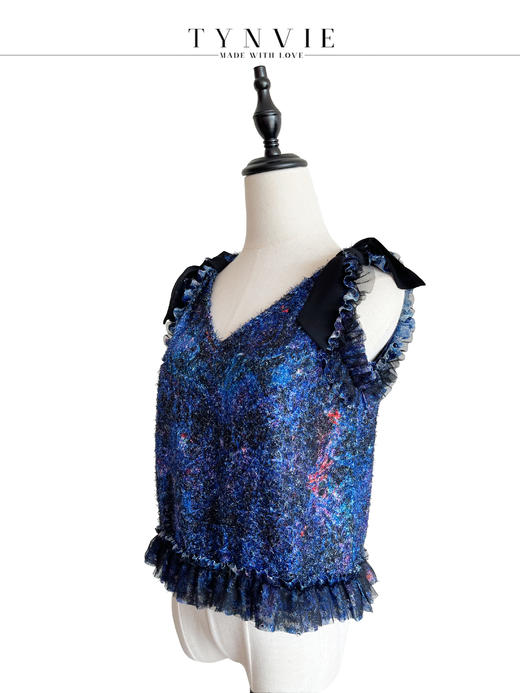 TYNVIE 木耳边装饰V领背心 - 蓝色 商品图3