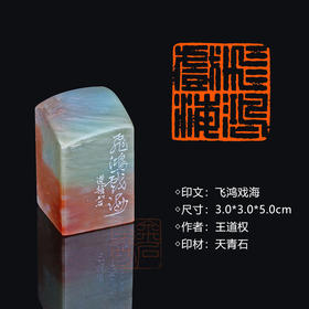 闲章孤品003599:王道权篆刻“飞鸿戏海” 3.0*3.0*5.0cm