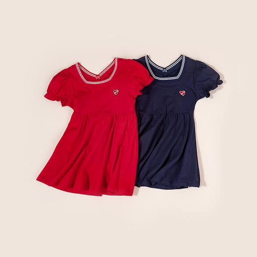 贝贝怡夏季新品法式复古短袖连衣裙时尚爱心宝宝裙子 商品图9