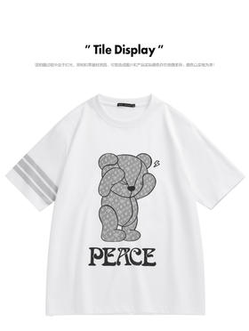 太平鸟男装 潮流休闲男女同款小熊短袖T恤B1DAC2319