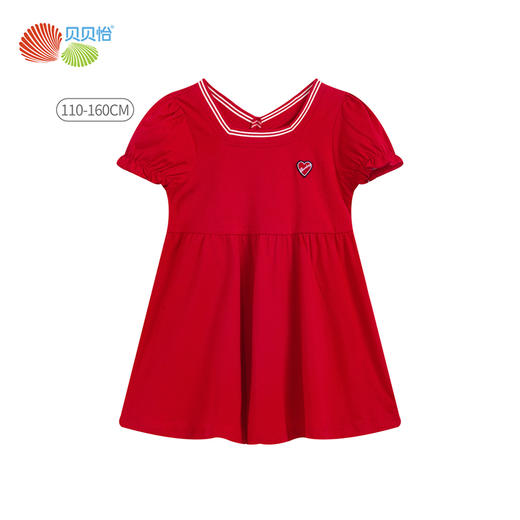 贝贝怡夏季新品法式复古短袖连衣裙时尚爱心宝宝裙子 商品图6